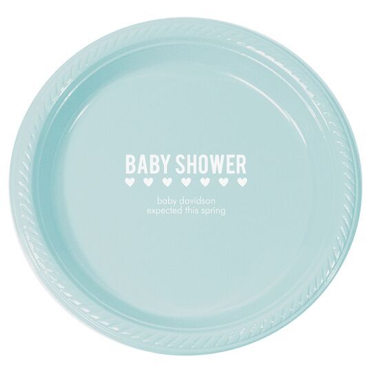 Baby Shower with Hearts Plastic Plates